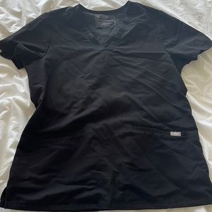 Figs two pocket black scrub top